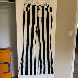 Black and white striped flares